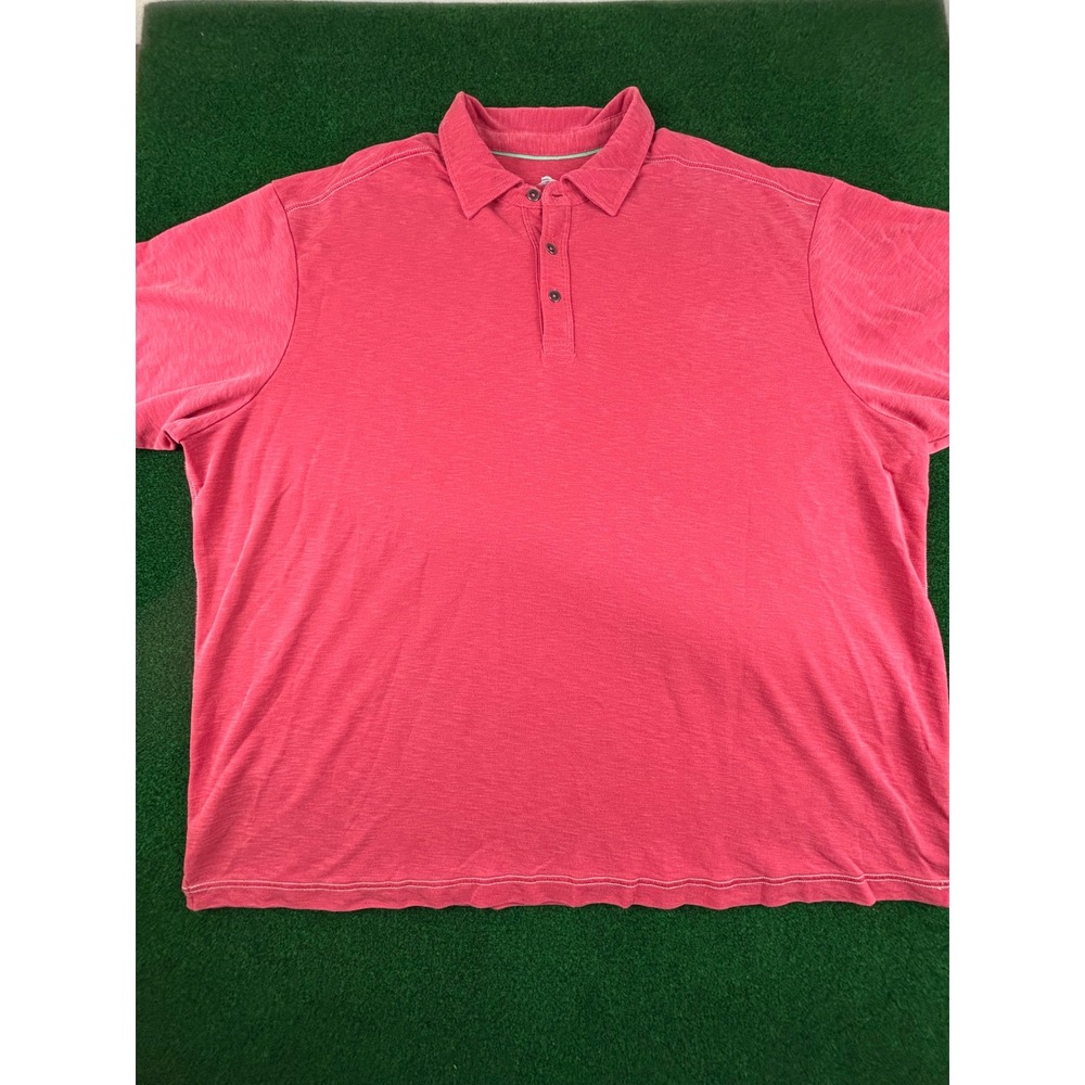Tommy Bahama 2XB Mens Polo Shirt Red Short Sleeve Button Casual‎
